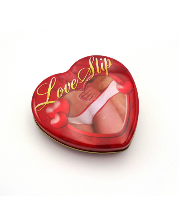 Cofanetto di Latta a forma di Cuore con uno Slip per 2 Persone Love Slip