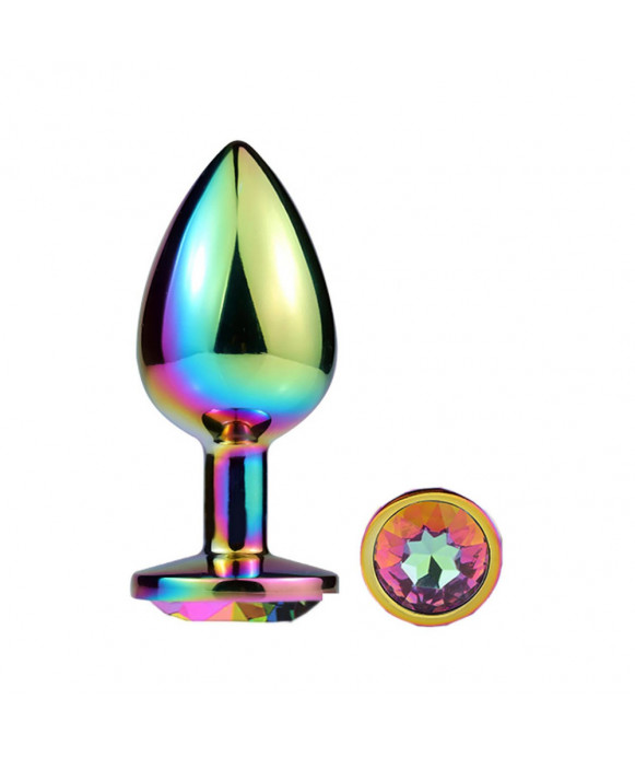 MAI - Plug Anale in Metallo Rainbow con Gioiello