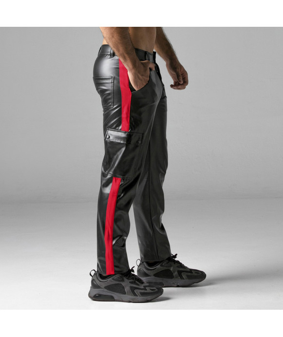 Pantalone Uomo Nero rifinito in Rosso By Locker Gear